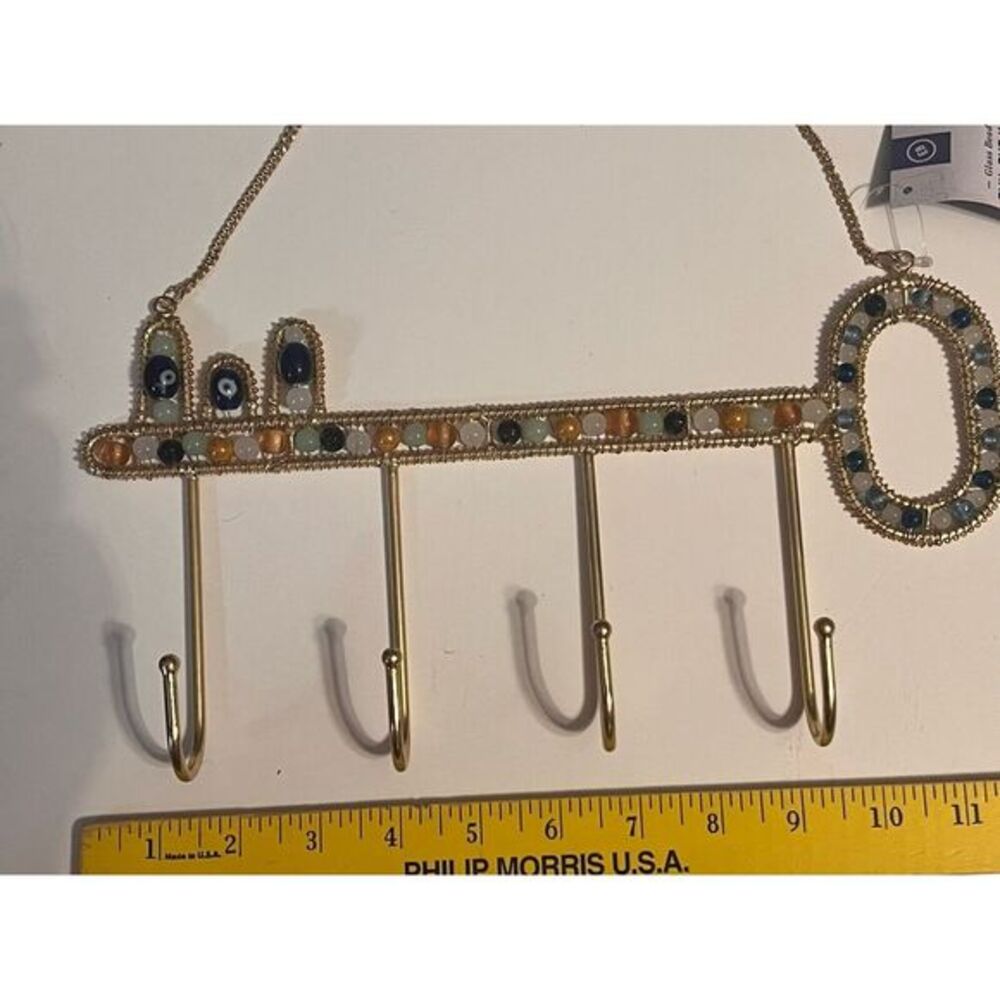 Earthbound Key Holder Hooks Wall Hanger With Evil Eye‎ Beads And More - Picture 2 of 13